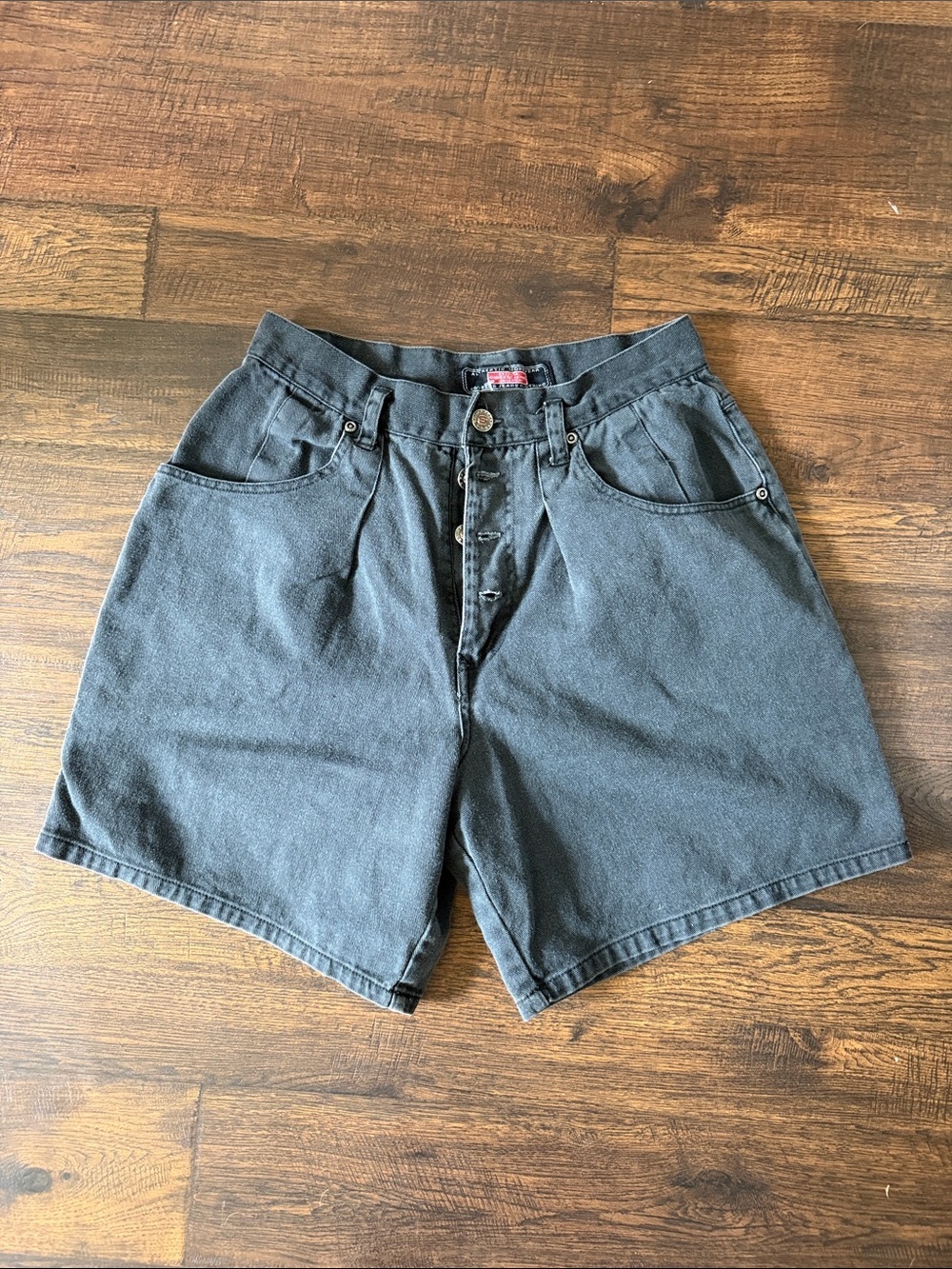 Squeeze Black High-Rise Button-Fly Jean Shorts